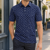 Austin Printed Polo - Navy