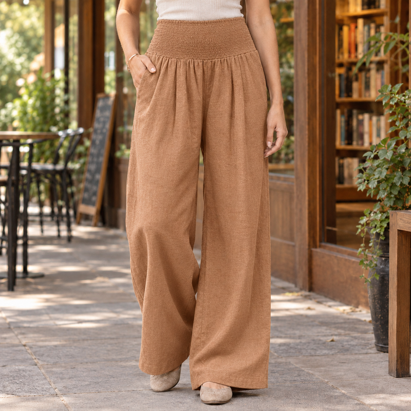 Tessa-Rae Wide Leg Pants - Light Brown