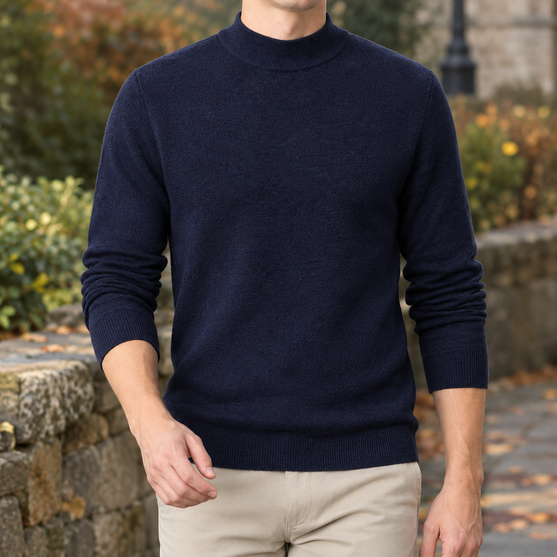 Blake Mock Neck Sweater - Navy Blue