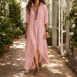 Estella-Mae Maxi Shirt Dress - Pink