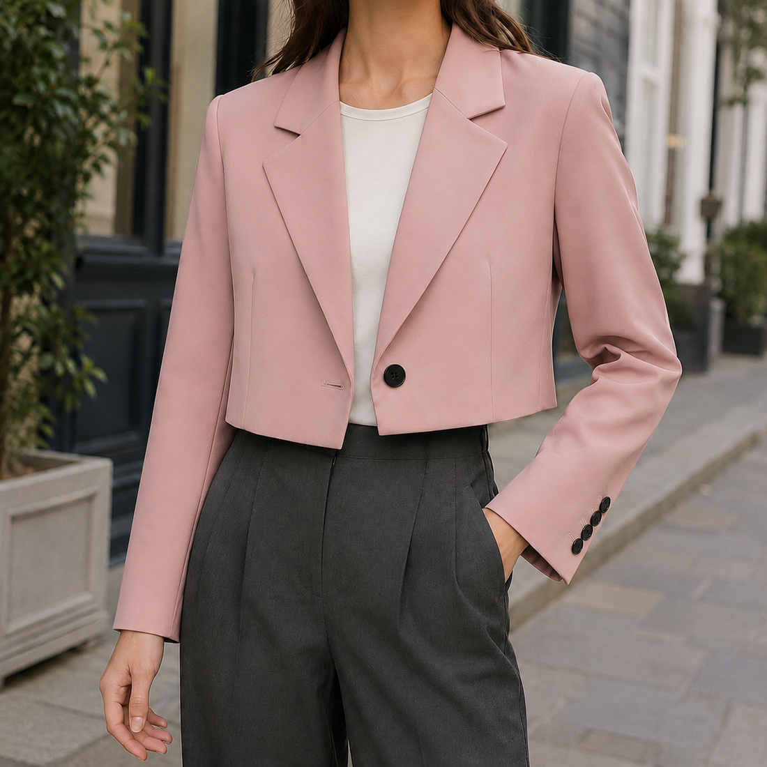 Christabel Cropped Blazer - Pink