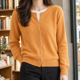 Jocasta-Jane Crewneck Cardigan - Turmeric