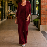 Elowen-Belle Sequined Pant Set - Burgundy