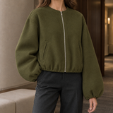 Pippa-Lane Balloon Sleeve Jacket - Army Green