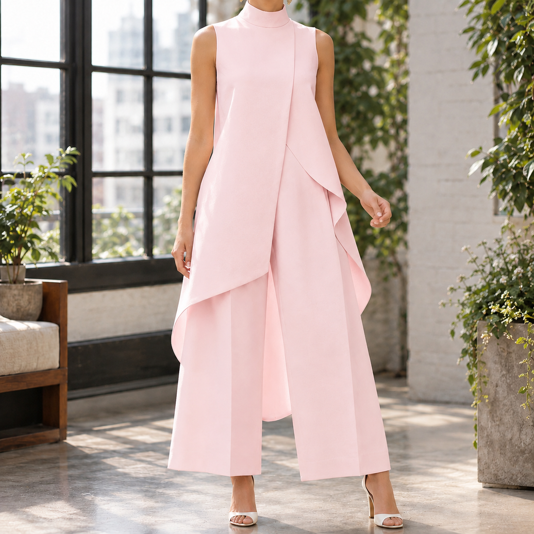 Rhea-Kate Layered Pant Set - Pink