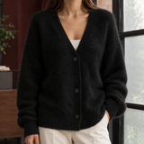 Zelie-Louise V-Neck Cardigan - Black