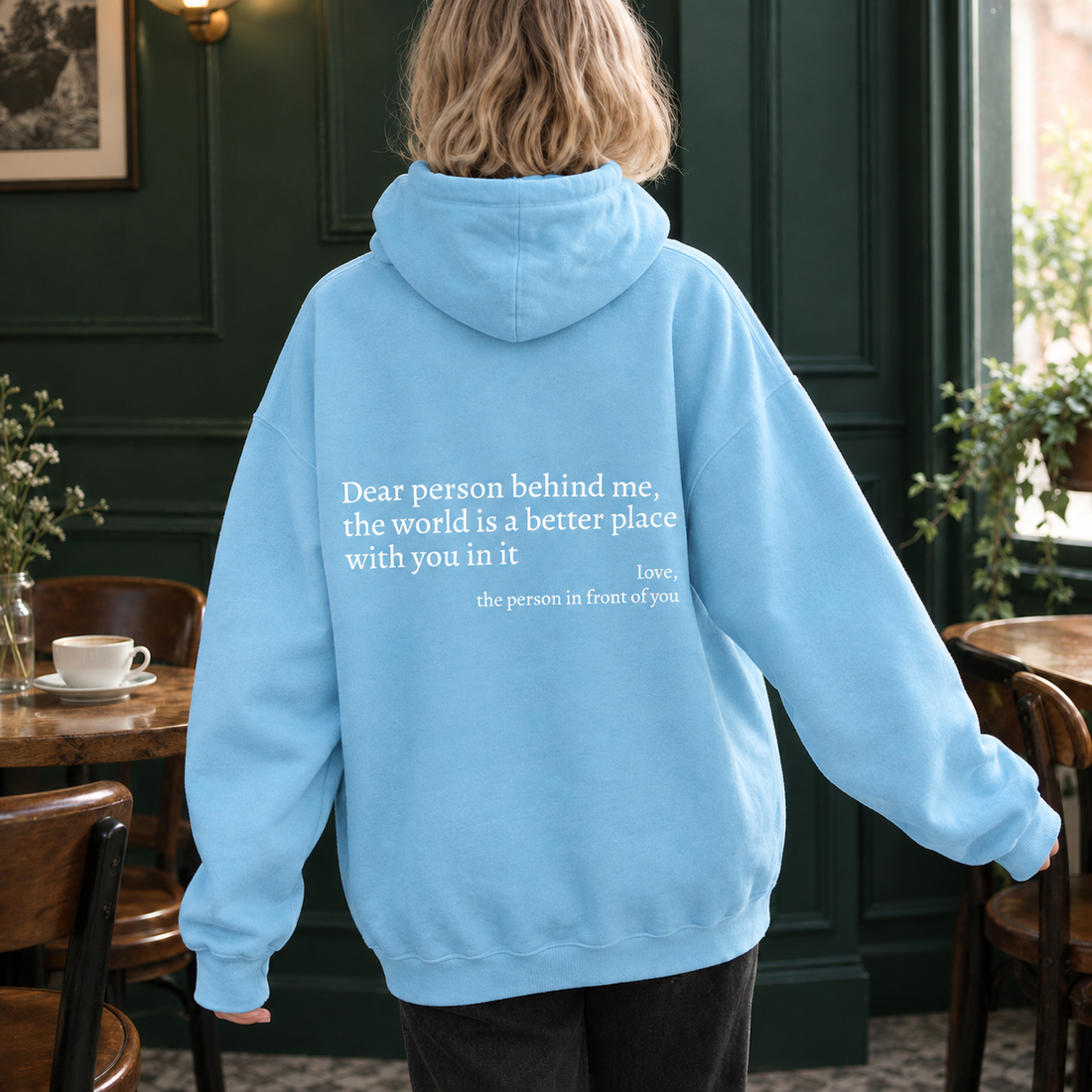 Honora-Pearl Message Hoodie - Sky Blue