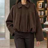 Jocasta-Skye Suede Bomber Jacket - Brown