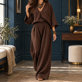 Lucia-Grace Wide Leg Set - Brown