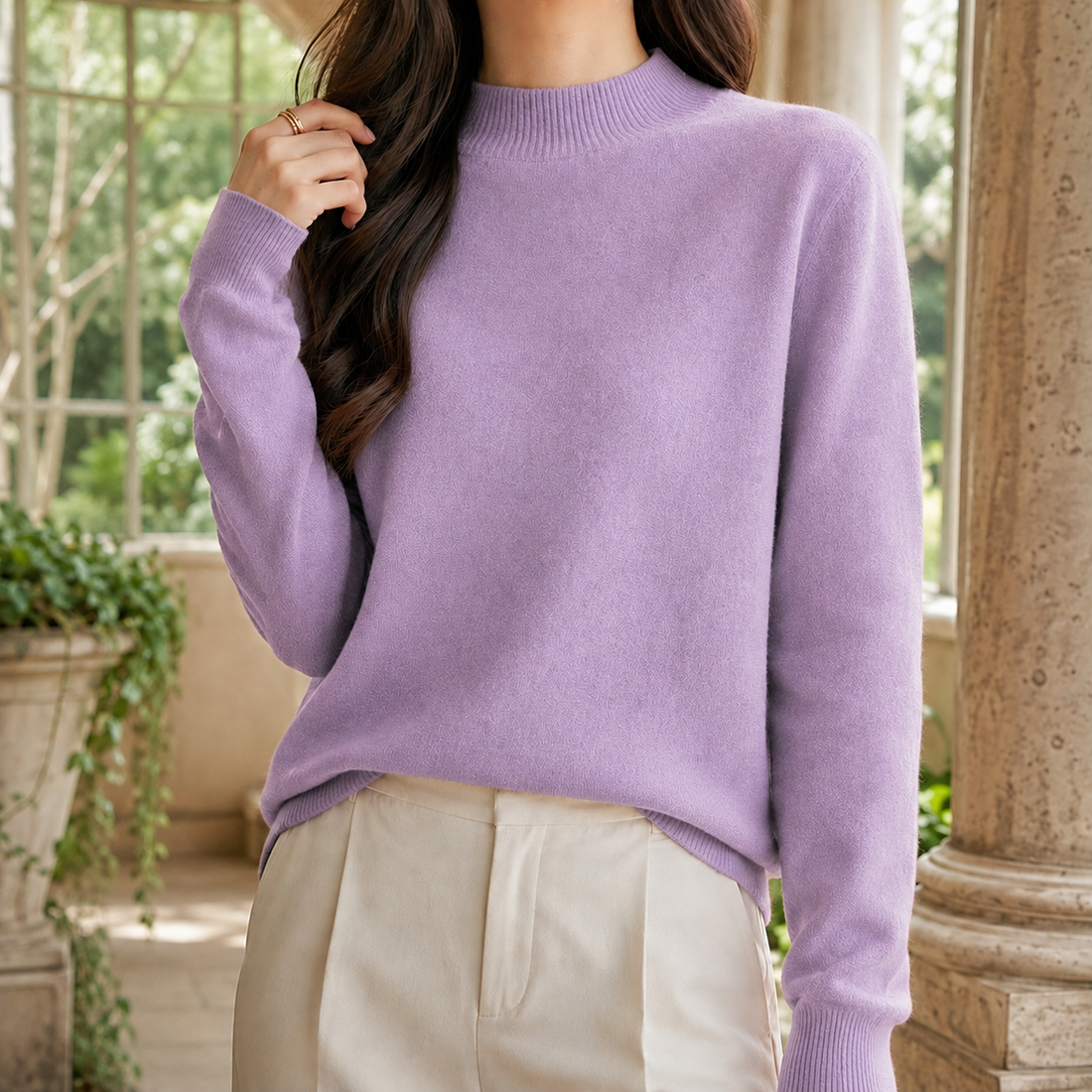 Griselda Mock Neck Sweater - Purple