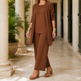 Sofia-Pearl Draped Set - Brown