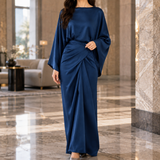 Cecily-Pearl Draped Maxi Dress - Blue