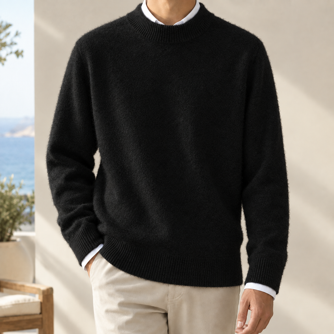 Blake Mock Neck Sweater - Black