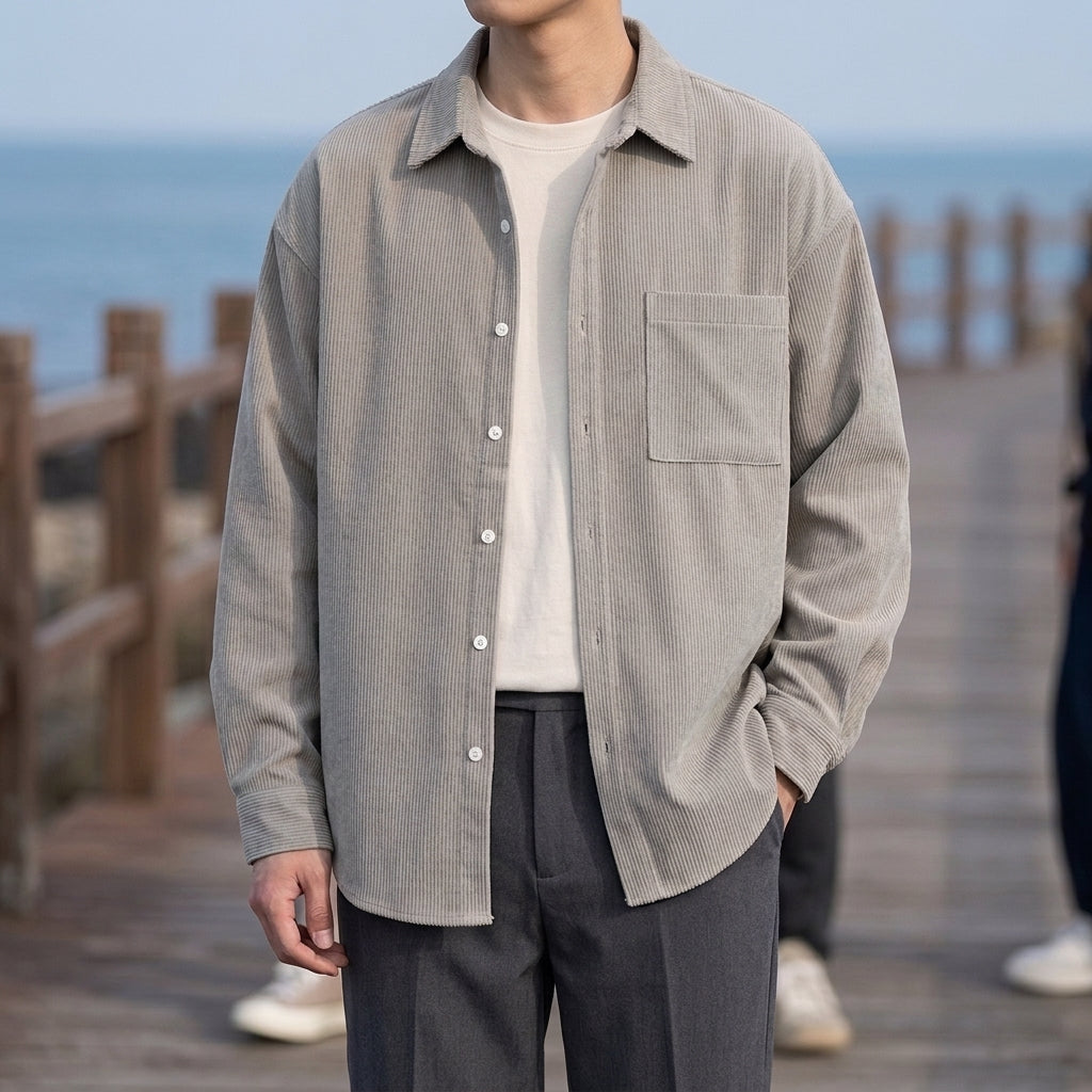 Mason Corduroy Shirt - Light Gray