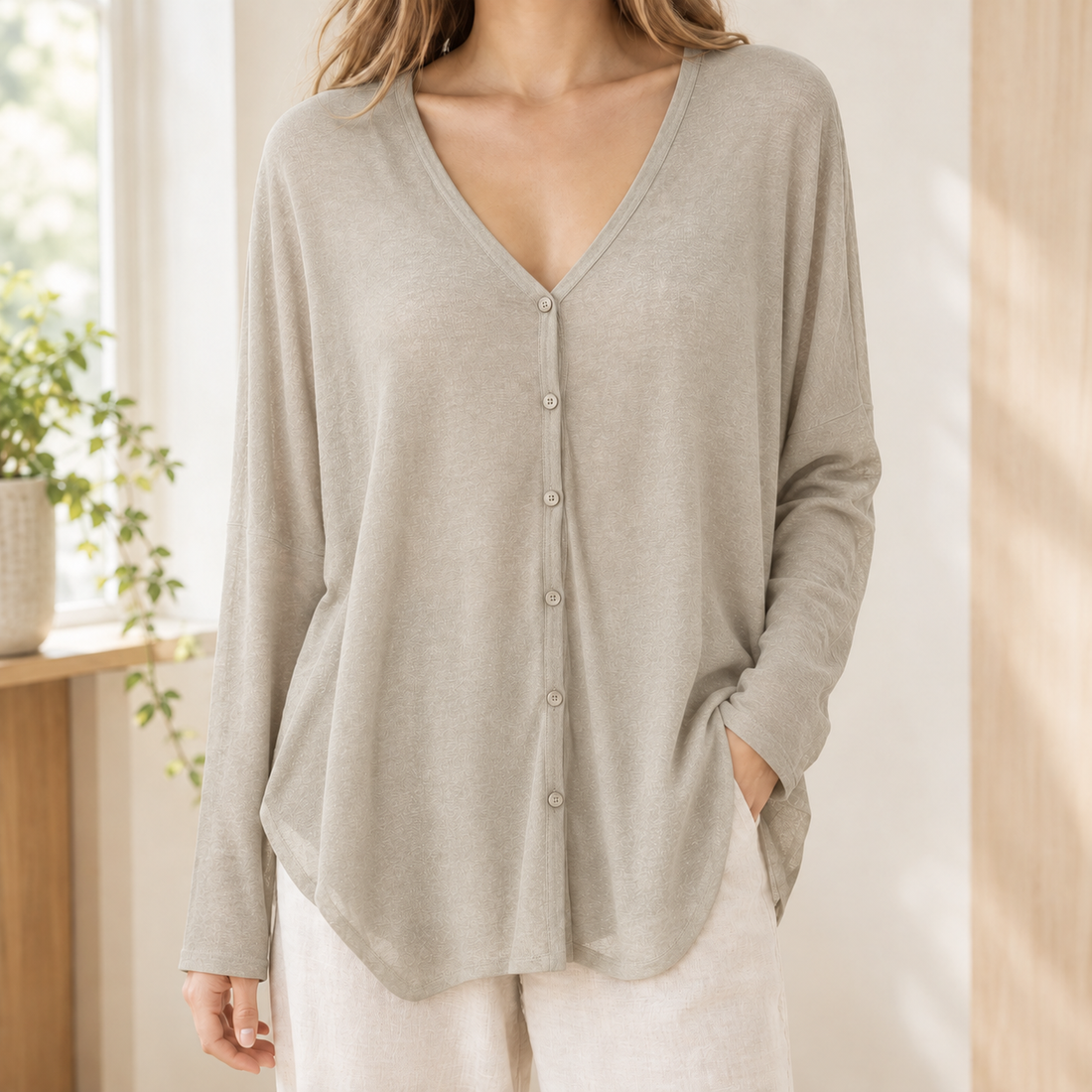 Francesca-Faye Draped Cardigan - Tea