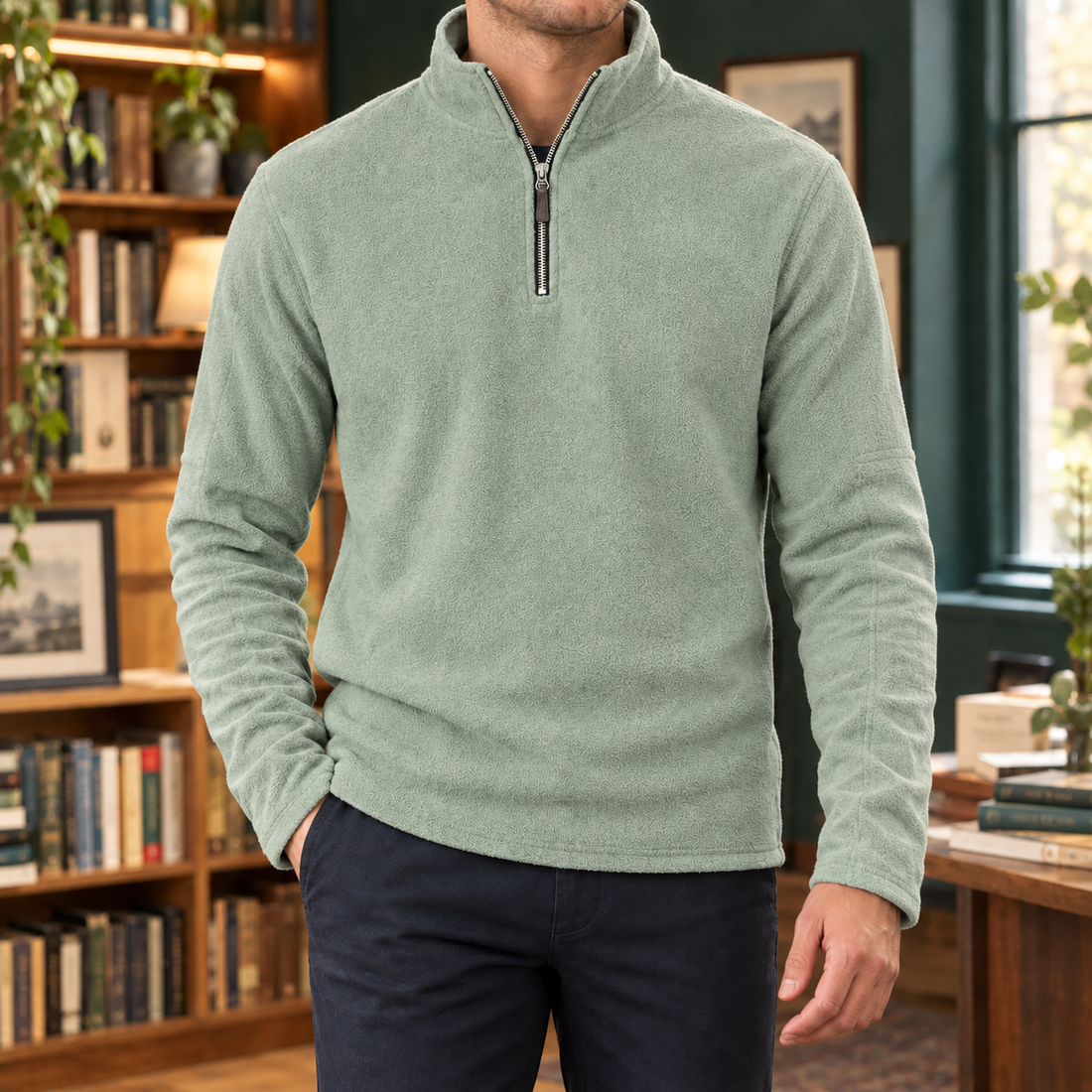 Wyatt Quarter Zip Top - Army Green