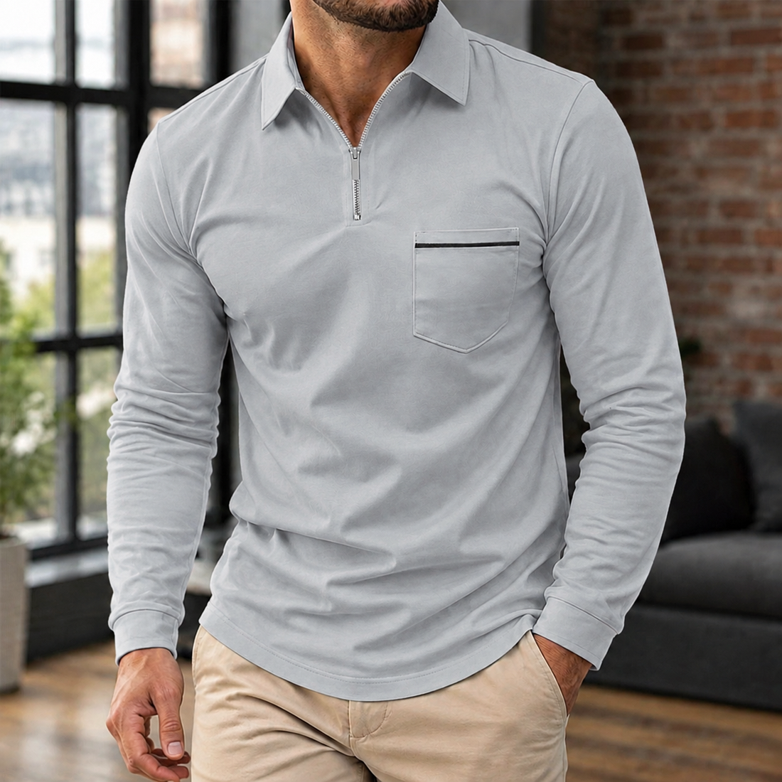 Knox Zip Polo - Gray