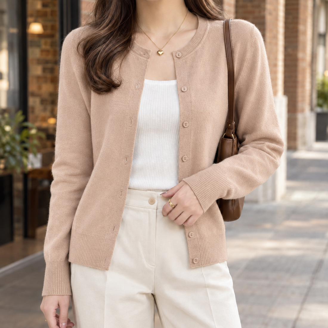 Catriona-Rae Fine Knit Cardigan - Khaki