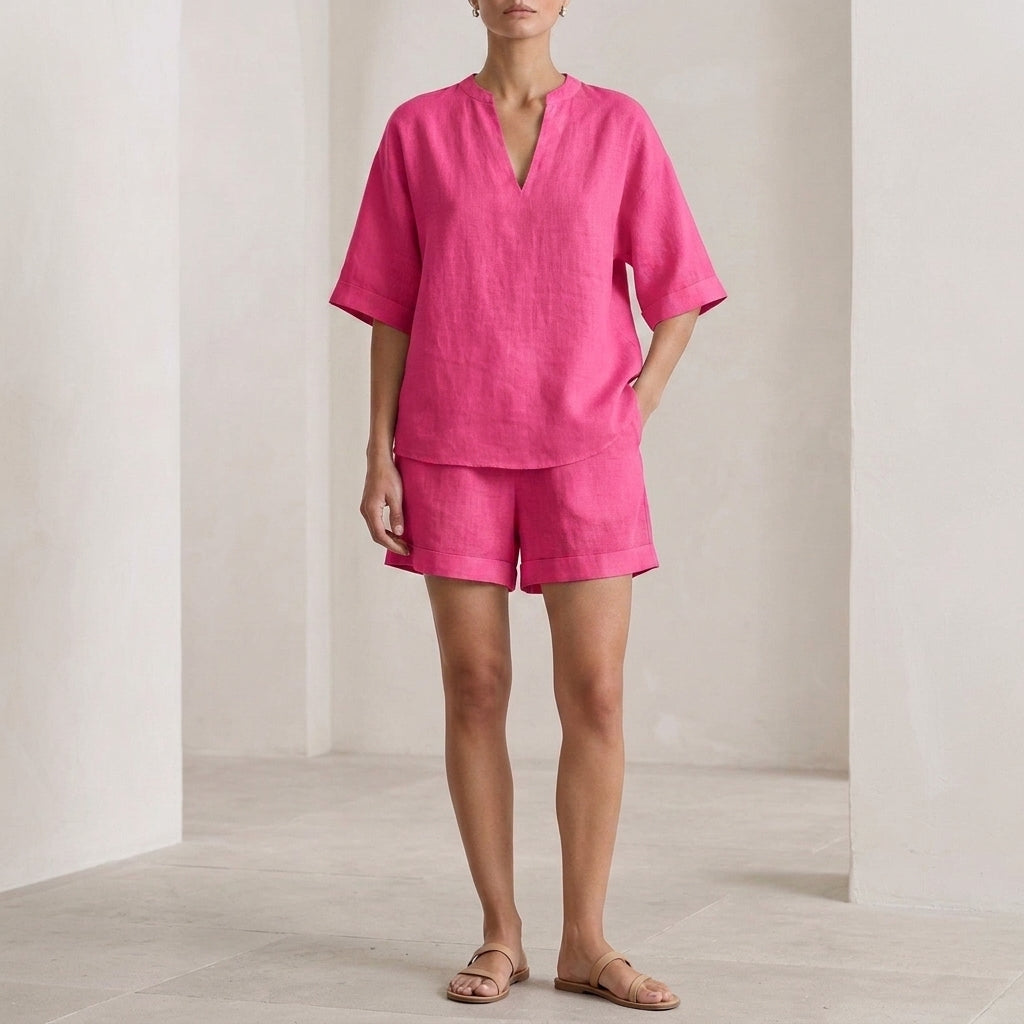 Alessia Relaxed Set - Rose Red