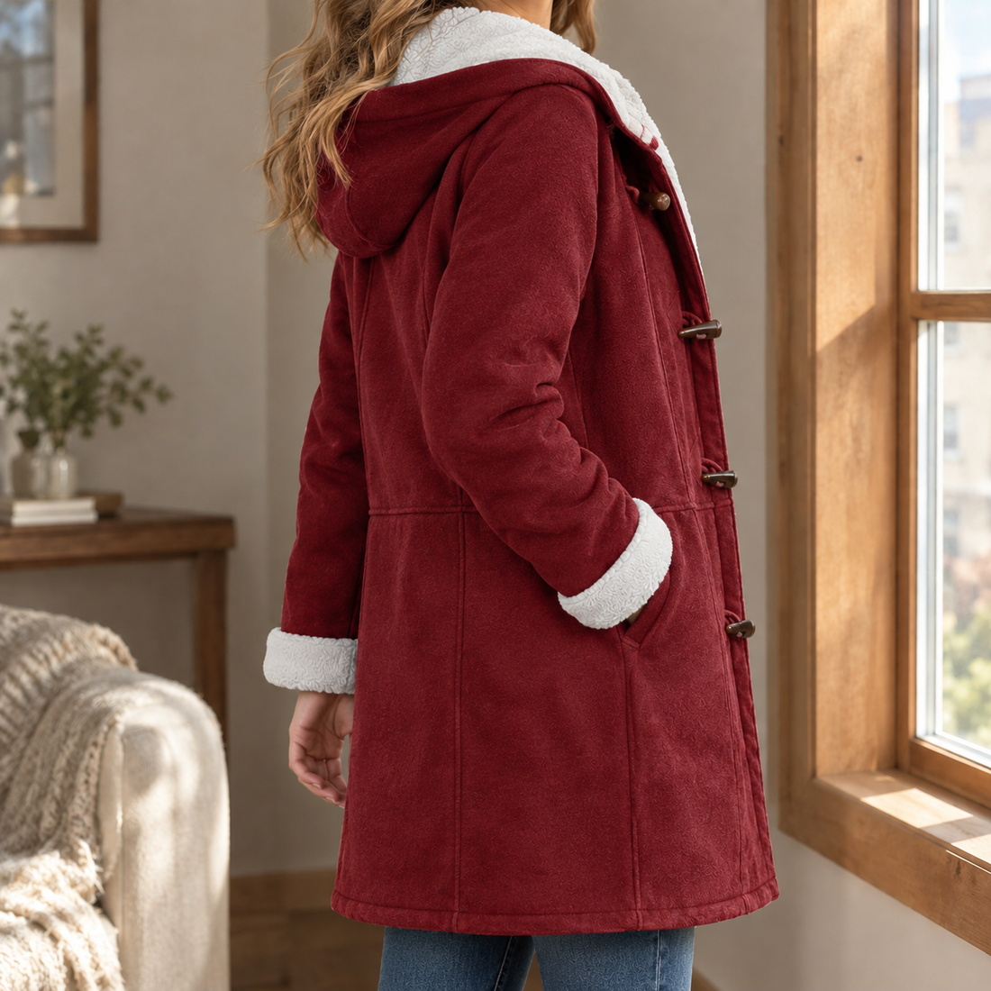 Antonia-Jade Toggle Jacket - Wine Red