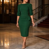 Liora-Claire Peplum Dress - Dark Green