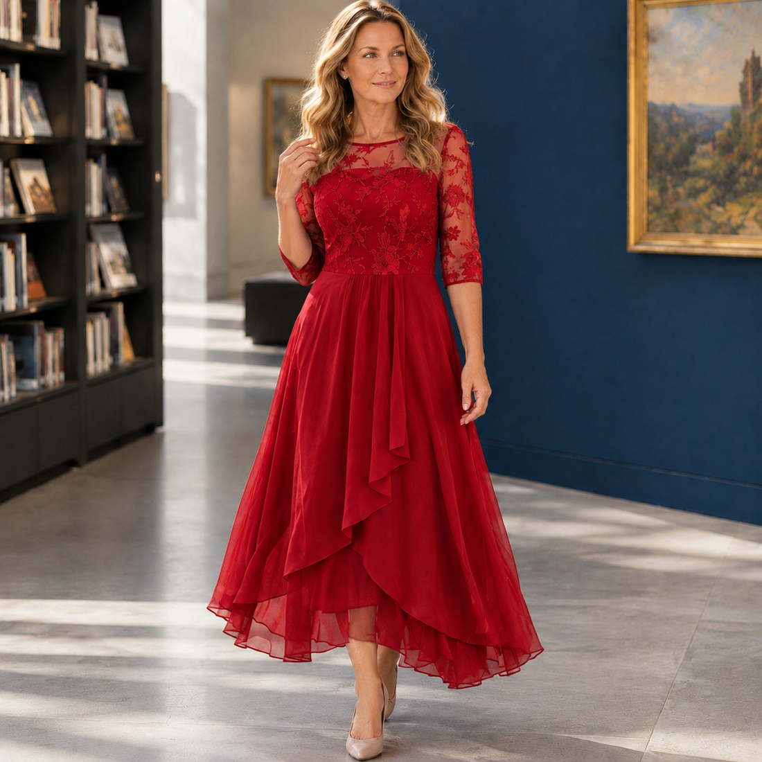 Mireille-Eve Asymmetric Dress - Red