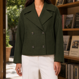 Valeria-Jane Cropped Blazer - Green