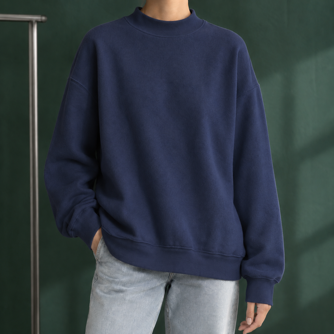 Ancelin Mock Neck Sweater - Navy