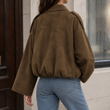 Elise-June Suede Bomber Jacket - Brown