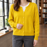 Liliane-Belle Button Front Cardigan - Yellow