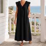 Carmen-Eve Ruffle Maxi Dress - Black