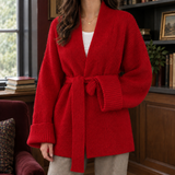 Michelle-Jade Belted Cardigan - Red