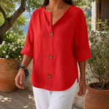 Penelope-Sage Relaxed Blouse - Red