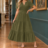 Sabina-Skye Tiered Midi Dress - Army Green
