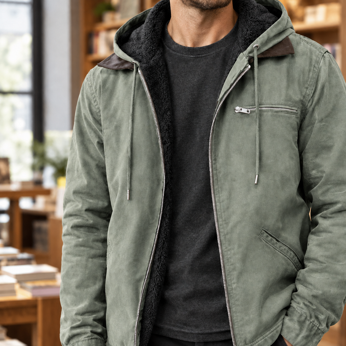 Isidore Hooded Jacket - Sage Green