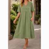 Anouk-Kate Crinkle Midi Dress - Green