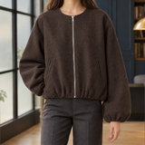 Ophelia-June Balloon Sleeve Jacket - Brown