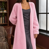 Arabelle-Pearl Plush Cardigan - Pink