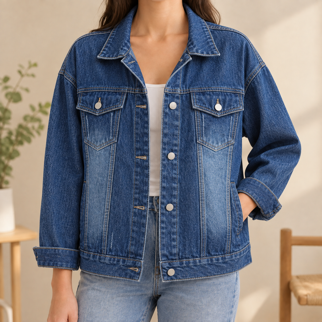 Nicolette Denim Overshirt - Dark Denim