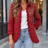 Jemima-Grace Ruffle Jacket - Red