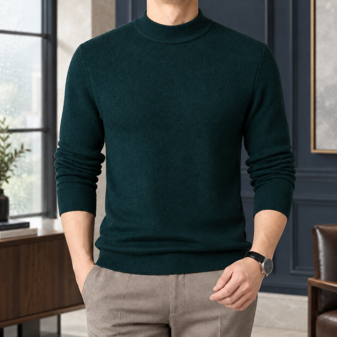 Wyatt Mock Neck Sweater - Green