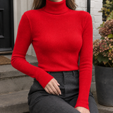 Adeline-Jade Ribbed Turtleneck - Red