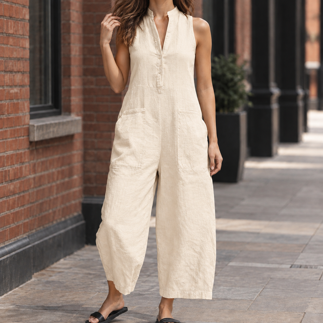 Melisande Barrel Leg Jumpsuit - Apricot