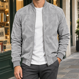 Mason Suede Bomber Jacket - Light Gray