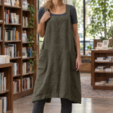 Yara-Pearl Pinafore Dress - Army Green