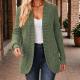Grace-Kate Ribbed Cardigan - Fern Green