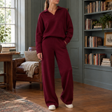 Clara-Lane Wide Leg Set - Burgundy