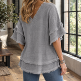 Marlene-Louise Fringed Top - Gray