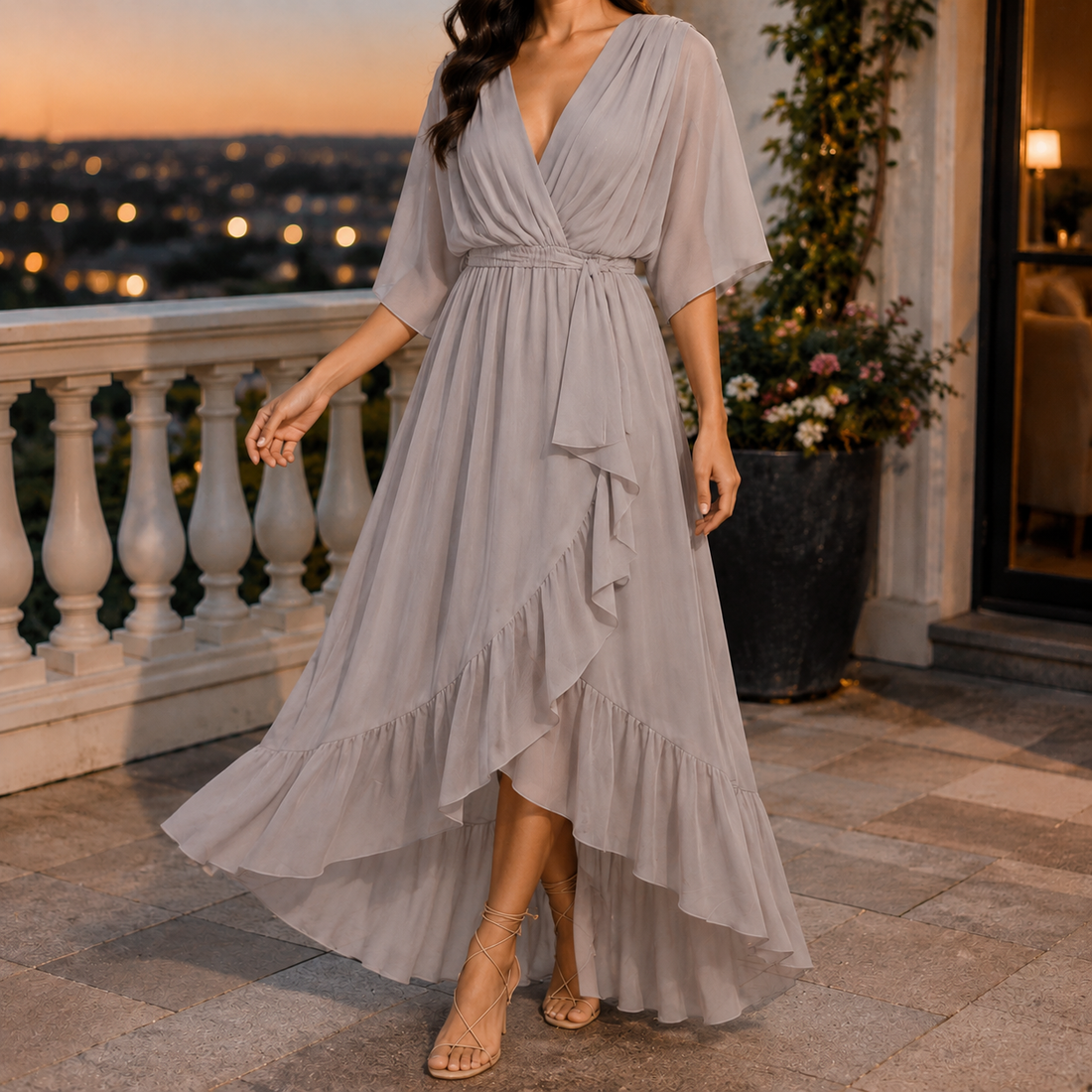 Fenella-Rae Wrap Maxi Dress - Gray