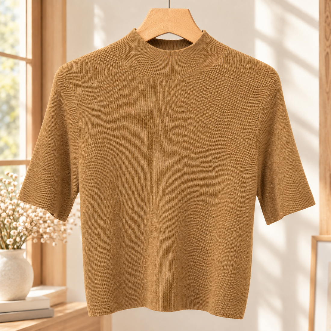 Quinn Mock Neck Top - Golden Camel